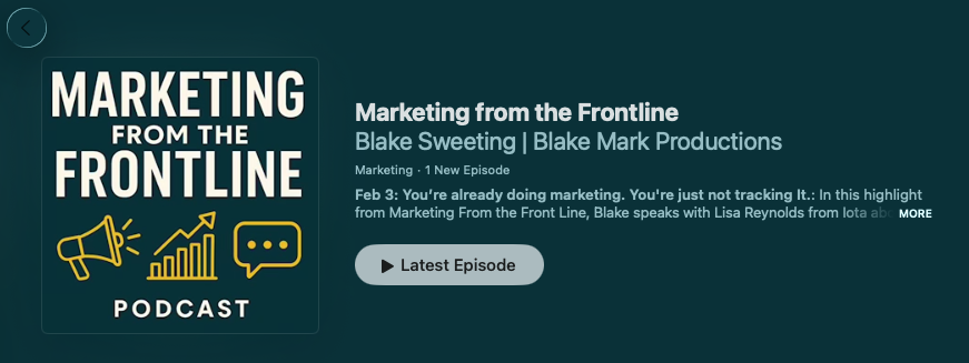 Artwork for Marketing from the Frontline with Blake Sweeting