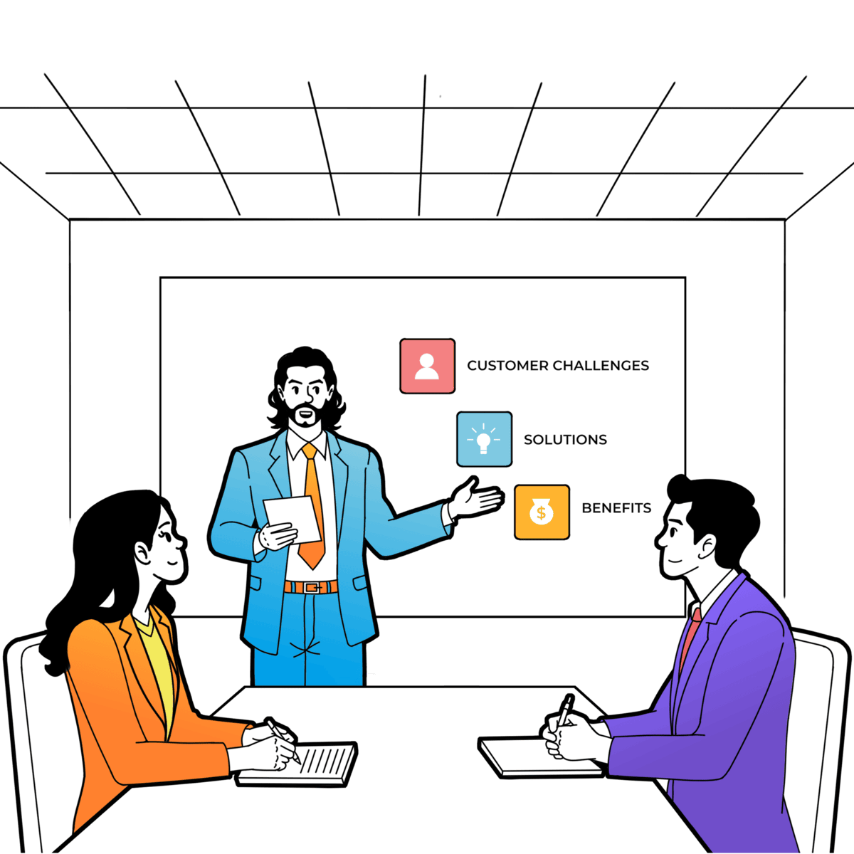 A leadership team discussing its customers