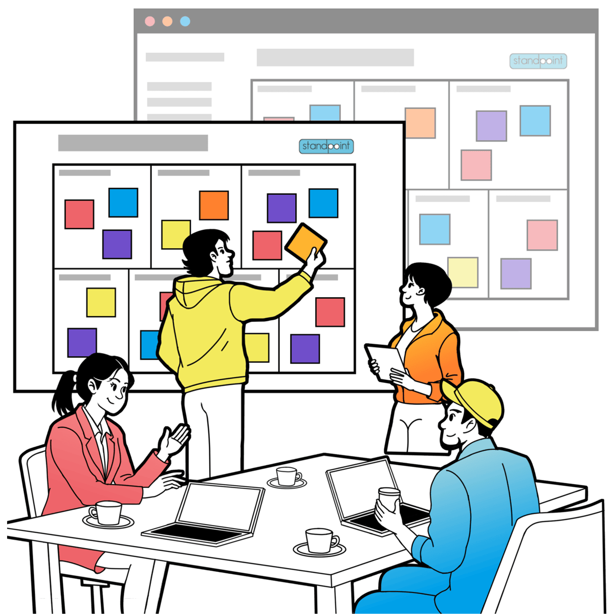 A leadership team building its story together